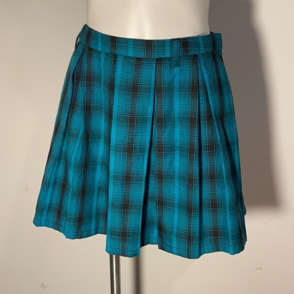 Hot Topic Teal Plaid Punk Schoolgirl Skirt Medium MD